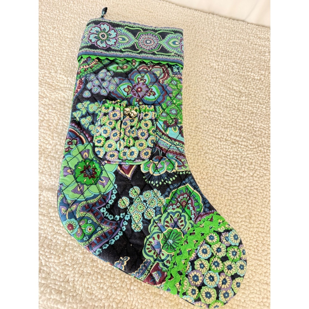 Vera Bradley Quilted Christmas Stocking Holiday Blue Rhapsody NWOT 16"